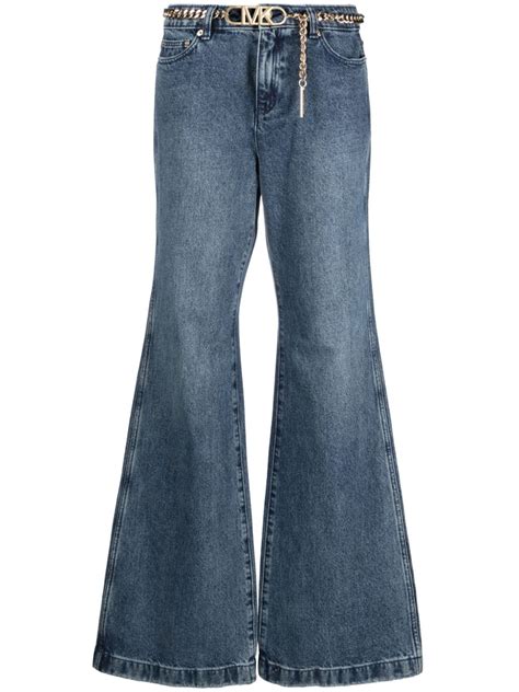 michael kors high-rise flared jeans|Michael Kors belt jeans.